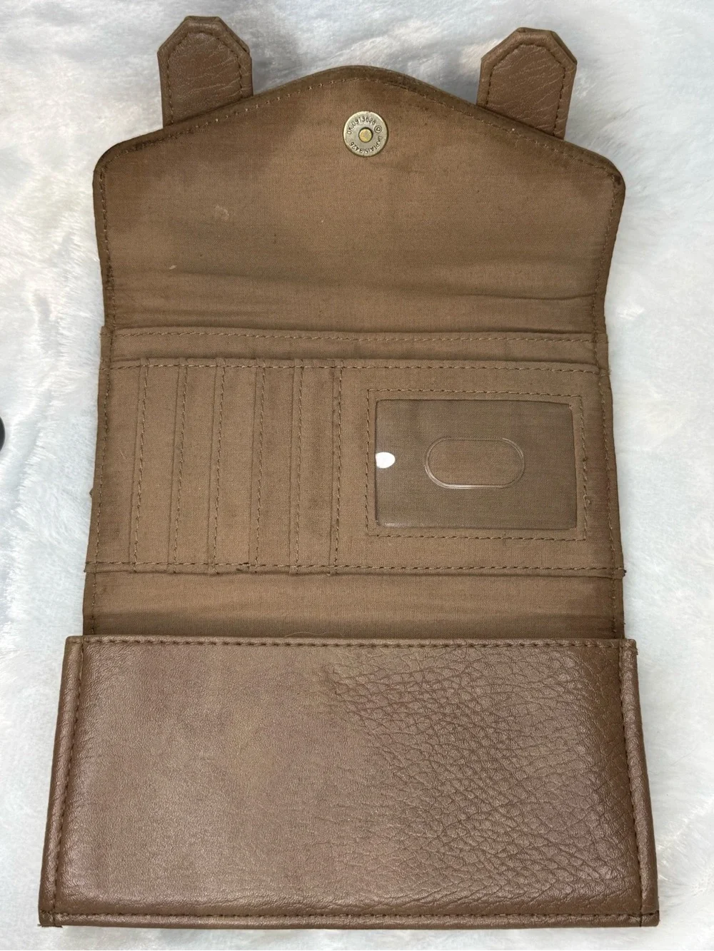Roxy Brown Faux Leather Wallet with Gold Logo